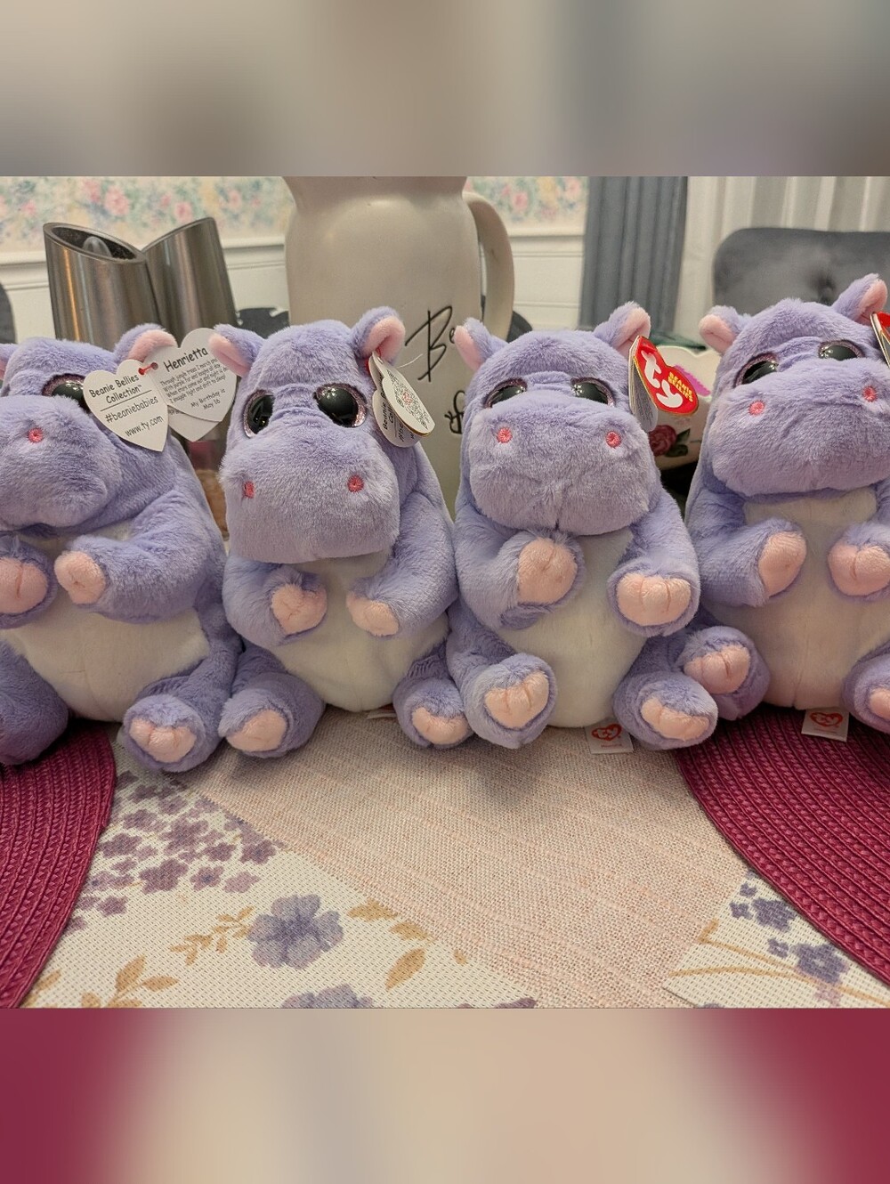 Ty Purple and Pink Hippo Plush - Cute Lilac Beanie Buddy